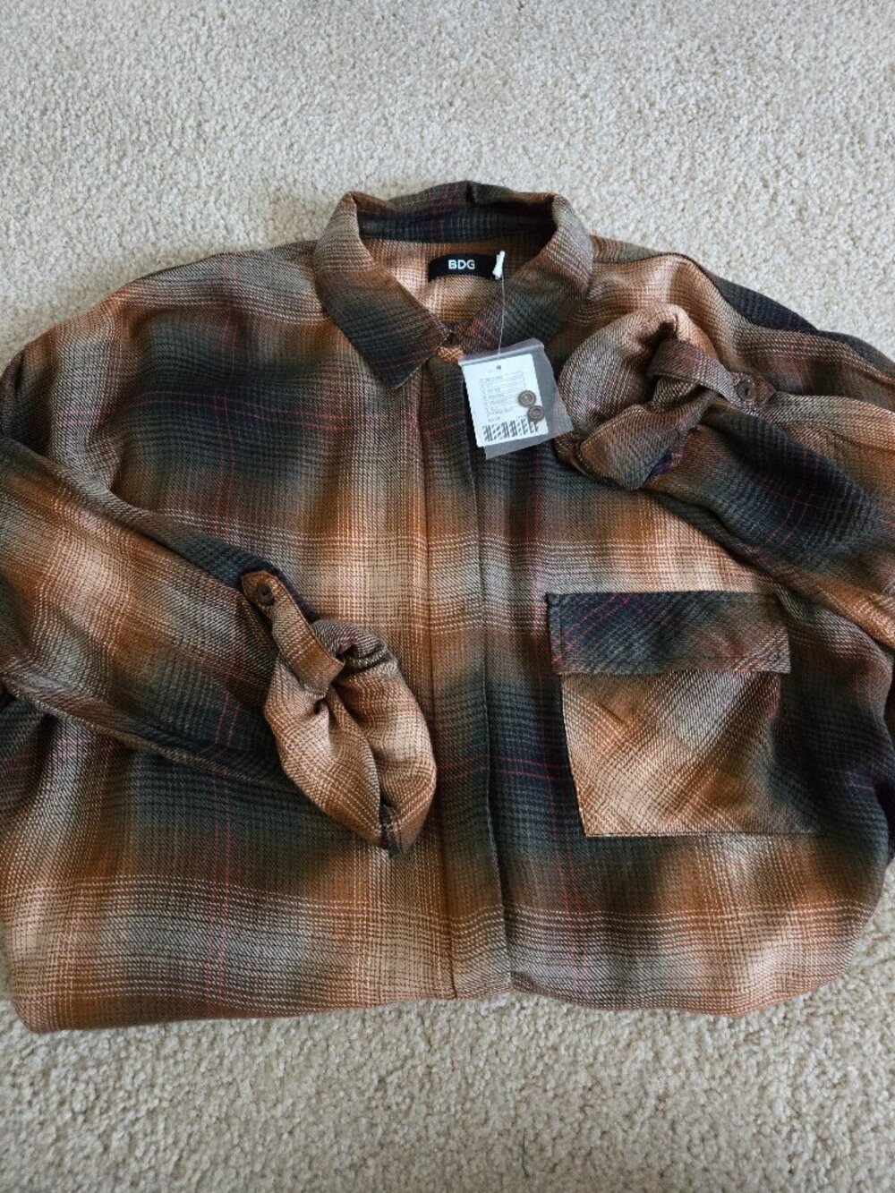 BDG/ Urban Outfitters plaid high low button up